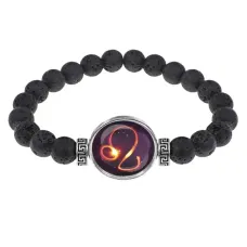 Браслет из лавы 8 мм Знаки Зодиака - Лев BSL-0328