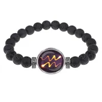 Браслет из лавы 8мм Знаки Зодиака - Водолей BSL-0334