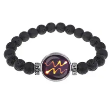 Браслет из лавы 8мм Знаки Зодиака - Водолей BSL-0334