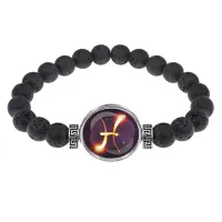 Браслет из лавы 8мм Знаки Зодиака - Рыбы BSL-0335