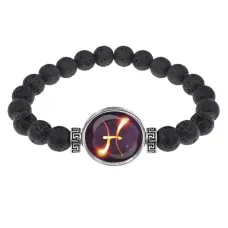 Браслет из лавы 8мм Знаки Зодиака - Рыбы BSL-0335