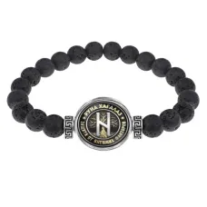 Браслет из лавы 8 мм Руна Хагалаз BSL-0339