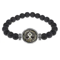 Браслет из лавы 8мм Руна Одал BSL-0347