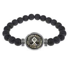 Браслет из лавы 8мм Руна Одал BSL-0347