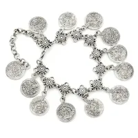 Браслет на ногу Монисто, цвет серебр. BS325-S