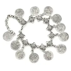 Браслет на ногу Монисто, цвет серебр. BS325-S