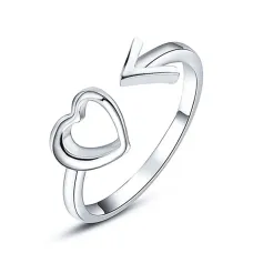 Кольцо Сердце и стрелка, цвет серебр. KL107-S