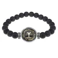Браслет из лавы 8 мм Руна Альгиз BSL-0351