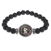 Браслет из лавы 8 мм Руна Беркана BSL-0356