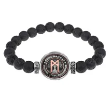 Браслет из лавы 8 мм Руна Манназ BSL-0358