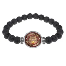 Браслет из лавы 8 мм Чемпион по тыгыдыку BSL-0369