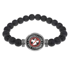 Браслет из лавы 8 мм Потусторонним вход воспрещен BSL-0376