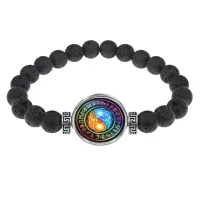 Браслет из лавы 8 мм Инь-Ян BSL-A004
