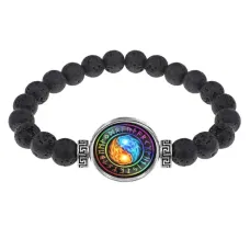 Браслет из лавы 8 мм Инь-Ян BSL-A004