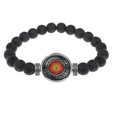 Браслет из лавы 8 мм Пентаграмма BSL-A005