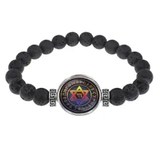 Браслет из лавы 8 мм Звезда Давида BSL-A008