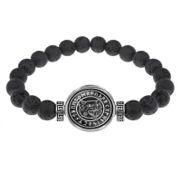 Браслет из лавы 8 мм Черный кот BSL-A015