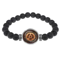 Браслет из лавы 8мм Огненная пентаграмма BSL-A017