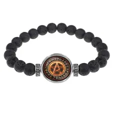 Браслет из лавы 8мм Огненная пентаграмма BSL-A017