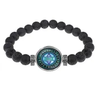 Браслет из лавы 8 мм Уникурсальная гексаграмма BSL-A024