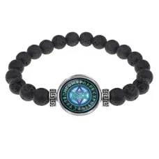 Браслет из лавы 8 мм Уникурсальная гексаграмма BSL-A024