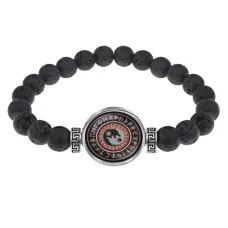 Браслет из лавы 8 мм Волки Инь-Ян BSL-A025