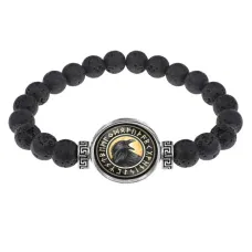 Браслет из лавы 8 мм Ворон BSL-A027