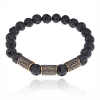 Славянский рунический браслет Зеркальный личный амулет, 8мм, Лава BSRS-006