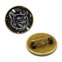 Значок Черный кот, d.27мм, цвет бронз. ZNA029