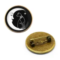 Значок Кот на месяце, d.27мм, цвет бронз. ZNA032