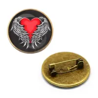 Значок Сердце ангела, d.27мм, цвет бронз. ZNA106