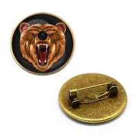 Значок Медведь, d.27мм, цвет бронз. ZNA116