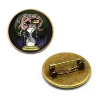 Значок Череп на песочных часах, d.27мм, цвет бронз. ZNA128