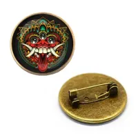 Значок Балинезийская маска, d.27мм, цвет бронз.