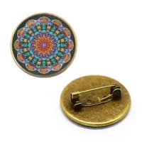 Значок Мандала, d.27мм, цвет бронз. ZNA205