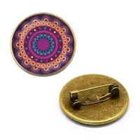 Значок Мандала, d.27мм, цвет бронз. ZNA210