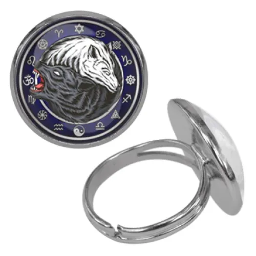 Безразмерное кольцо Волки Инь-Ян KLF-0177