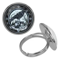 Безразмерное кольцо Ворон на черепе KLF-0209