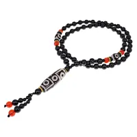 Четки с бусинами Дзи 3 и 9 глаз, натуральный агат BUSD007