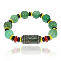 Браслет с бусиной Дзи Лотос, натуральный агат BSDZ-025