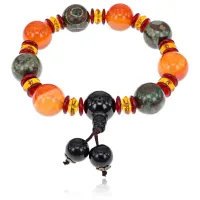 Браслет с бусинами Дзи 3 глаза и Гуру-бусиной, натуральный агат BSDZ-026