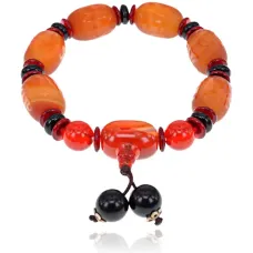 Браслет с мантрами с Гуру бусиной, натуральный агат BSDZ-029
