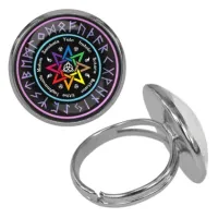 Безразмерное кольцо Викканское колесо года KLF-A018