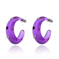 Серьги матовые со стразами, цвет фиолетовый UD134-p