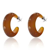 Серьги матовые со стразами, цвет коричневый UD134-b