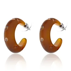 Серьги матовые со стразами, цвет коричневый UD134-b