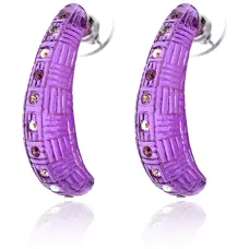 Серьги Банан со стразами, цвет фиолетовый UD135-p