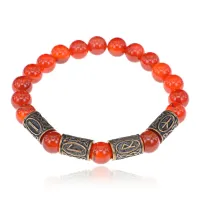 Славянский рунический браслет Гармонизация отношений, 8мм, Сердолик BSRS-015