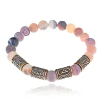 Славянский рунический браслет Благополучие и успех, 8мм, Африканский агат BSRS-016