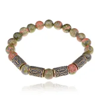 Славянский рунический браслет Пробуждение страсти, 8мм, Унакит BSRS-017